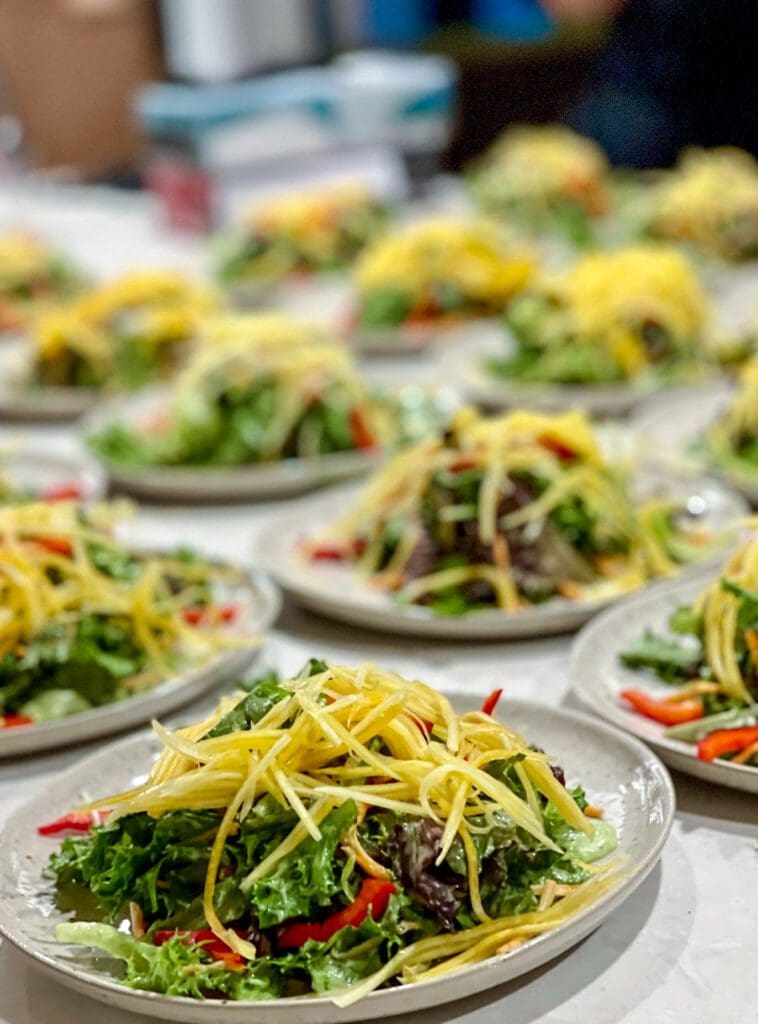 :Thai salad with young papaya, mint, cilantro and lime vinaigrette